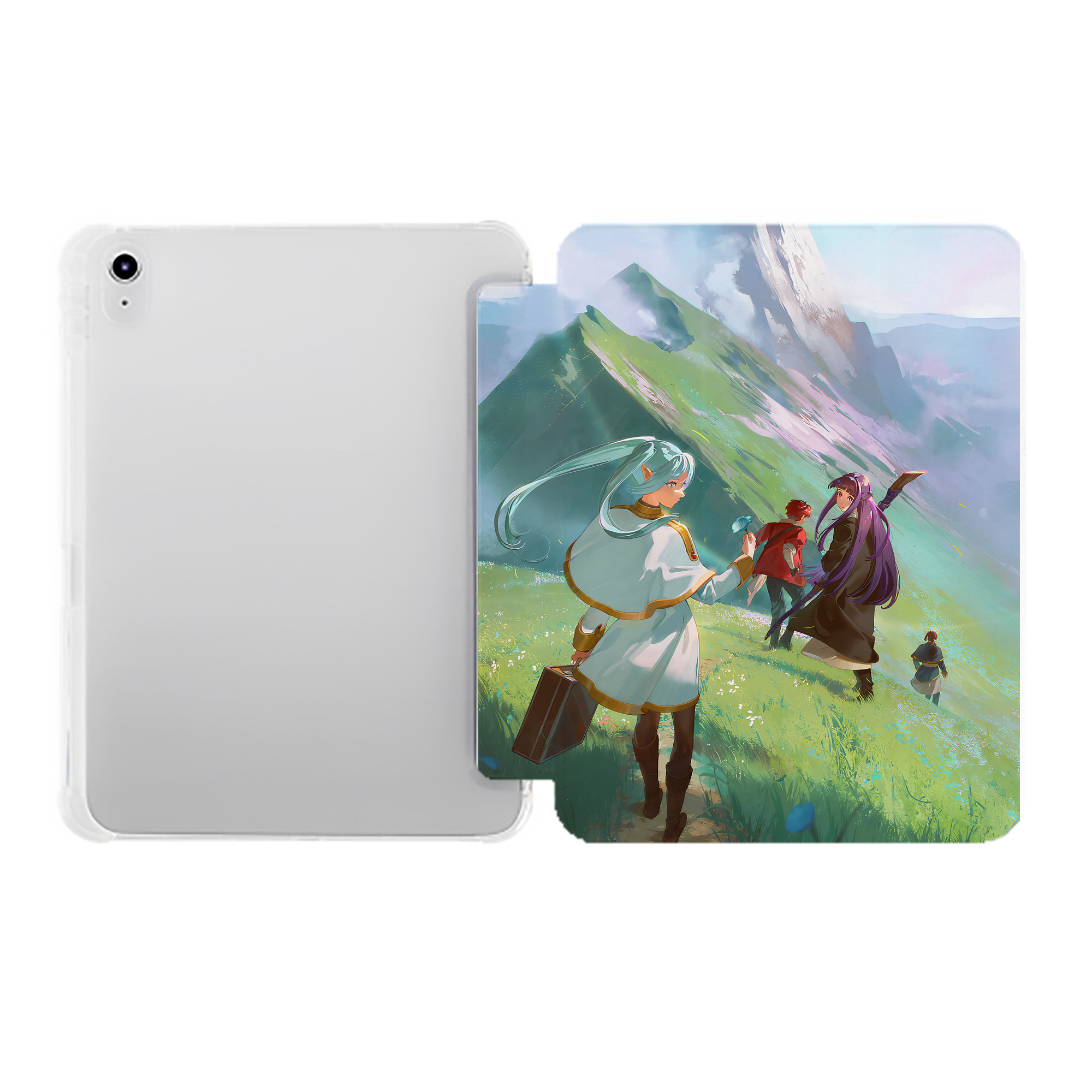 （画像用） 葬送のフリーレン Frieren IPad ケース ペン収納付き 三つ折りスタンド PUレザー×シリコン 対応機種9.5/10.5/10.9インチ